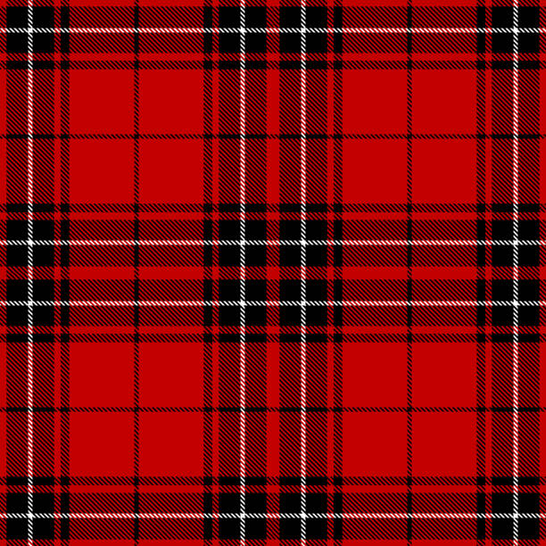 Red Scottish Tartan Plaid Textile Pattern Red, black and white Scottish tartan plaid seamless textile pattern background. plaid stock illustrations