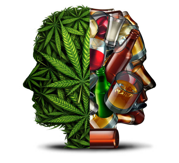 marijuana and alcohol - alcoholism narcotic excess alcohol imagens e fotografias de stock