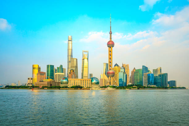 istock Sunset beautiful city skyline and river in Shanghai 1196613213