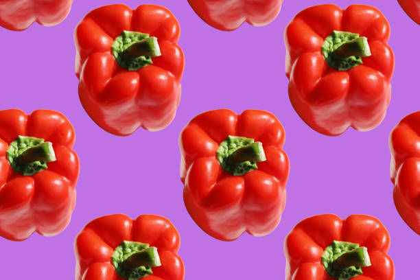 istock Seamless food pattern. Red sweet bell pepper 1196616120
