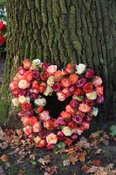istock Heart shaped sympathy flowers 1196620964