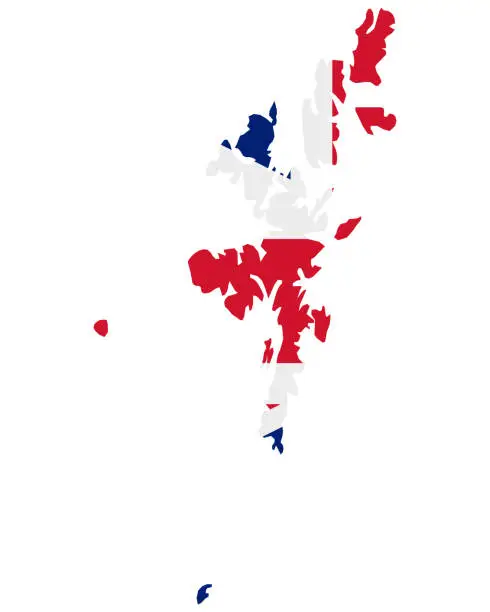 Vector illustration of Flag in map of the Shetland Islands