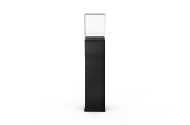 istock Pedestal glass display case, mock up template on isolated white background, 3d illustration 1196622584