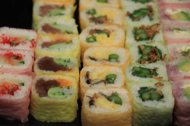 istock Japanese sushi on display 1196628922