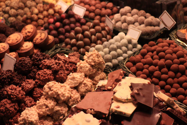 istock Chocolate pralines at a market 1196630748