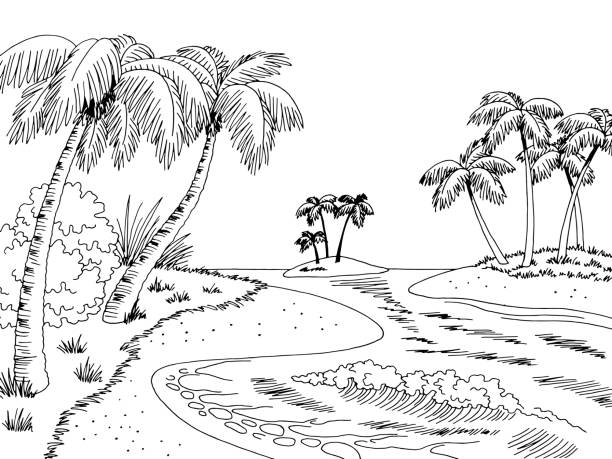 Ilustración de Archipiélago Isla Costa Del Mar Gráfico Playa Blanco Blanco  Paisaje Esbozo Vector De Ilustración y más Vectores Libres de Derechos de  Isla - iStock
