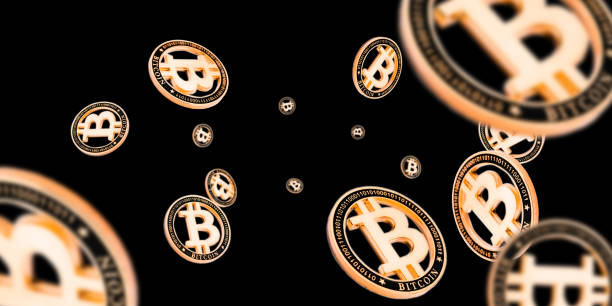 istock Bitcoin business. Gold Falling coins on black. Litecoin, Ethereum Cryptocurrency background. 1196632718