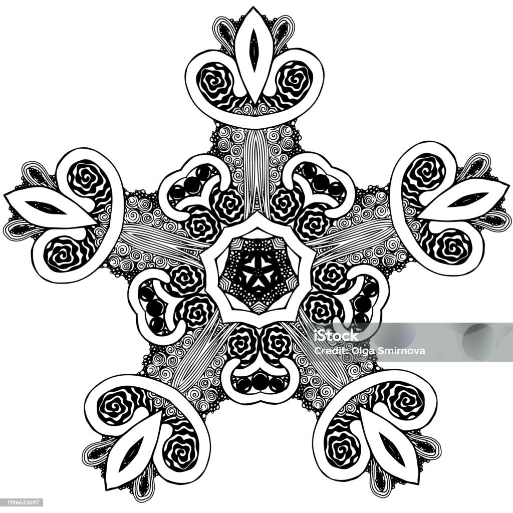 Snowflake Đen Trắng Tự Do Mô Hình Mực Đen Mô Hình Đối Xứng Vector ...