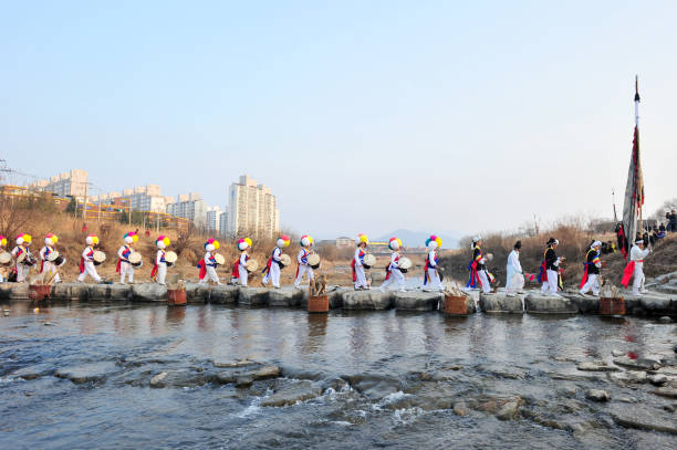 Jeongwol Daeboreum(the fifteenth day of the Lunar New Year) ceremony is being held at Samcheoncheon riverside in Jeonju, South Korea on Feb. 23, 2019 (lunar calendar Jan. 15)