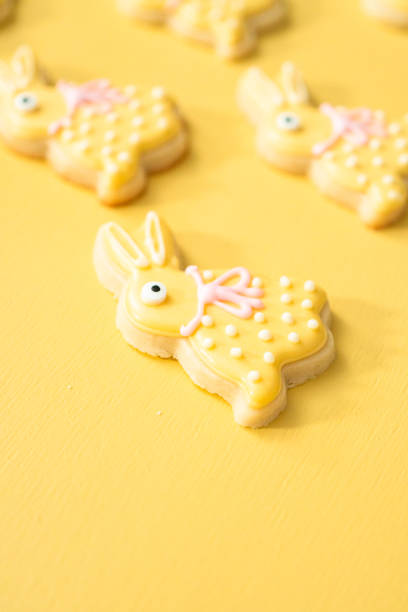 istock Easter sugar cookies decorated with royal icing of different colors. 1196641084