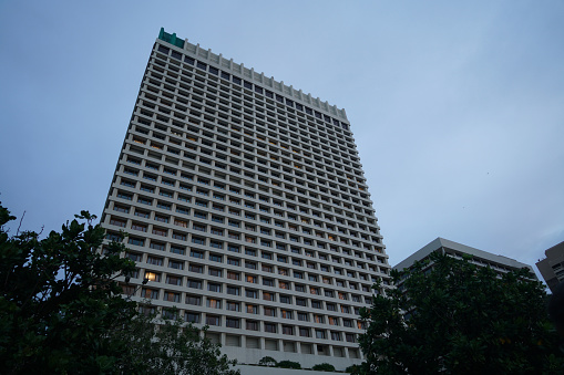 Skyline around Silom Rd in Bangkok In center is AIA office building tower