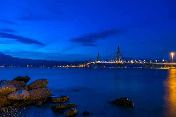 The Rio-Antirrio Bridge, officially the Charilaos Trikoupis Bridge, longest multi-span cable-stayed bridges and longest of the fully suspended type, Greece