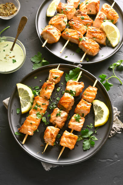 istock Barbecue salmon skewers 1196649411