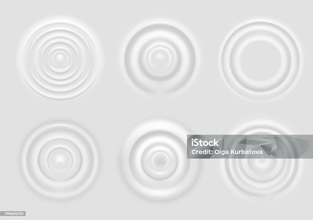 Circular Ripples Texture Ripple On White Surface Dairy Product Circular Waves Top View Milk ...