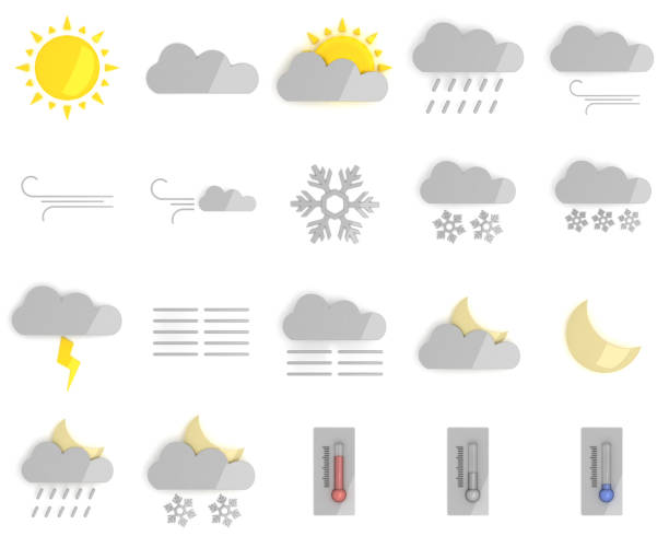 3D Weather forecast icons stock photo