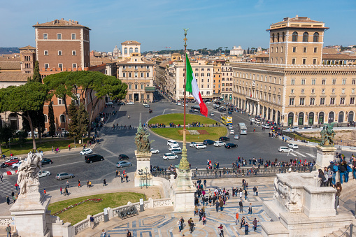 March 12, 2017 - Rome, Italy: view of Piazza Venezia from Altare della Patria, Rome
