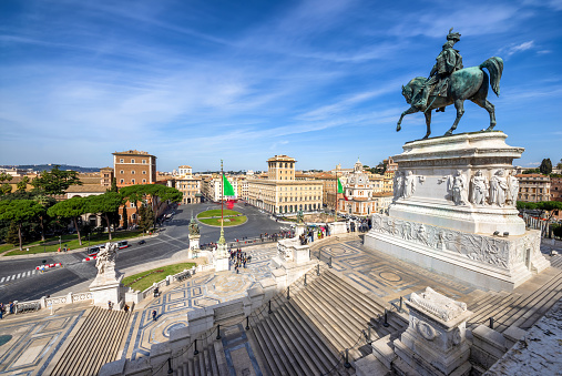 Rome, Italy - June 29, 2019: Monument of Vittorio Emanuele II (or Altare Della Patria) in Venezia Square (Piazza Venezia). Rome, Italy.