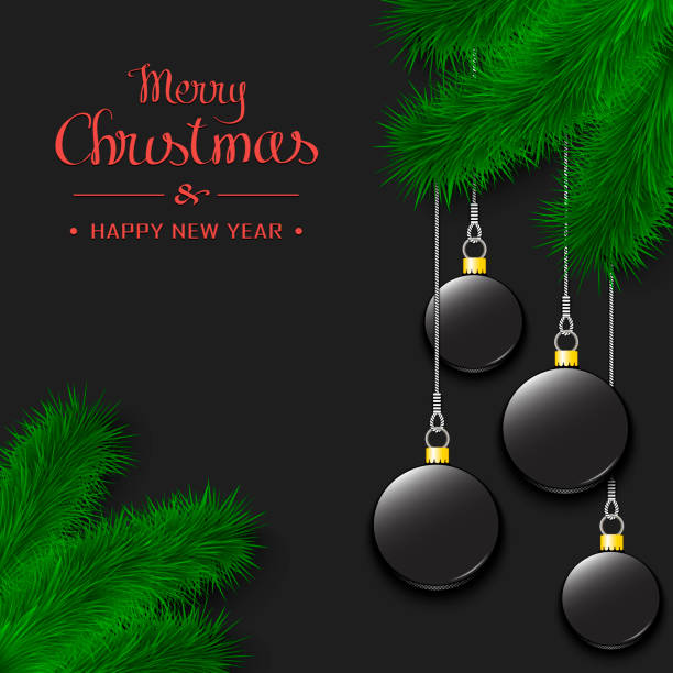 istock Hockey pucks on a Christmas tree branch 1196659121