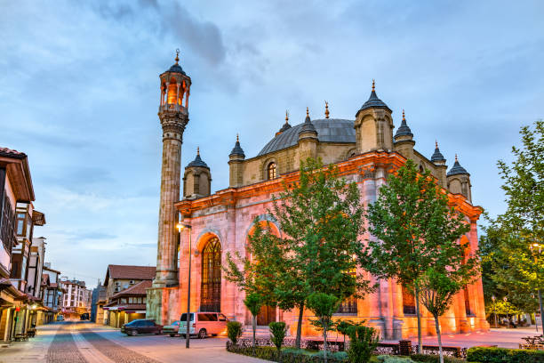 мечеть азизие в конье, турция - dramatic sky built structure tower monument стоковые фото и изображения