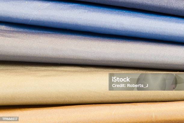 Set Aus Satin Textilien Stockfoto und mehr Bilder von Baumwolle - Baumwolle, Beige, Blau