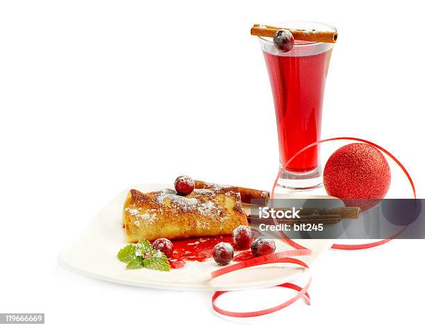 Winter Hot Drink With Pancake Isolated On White Background Stock Photo - Download Image Now