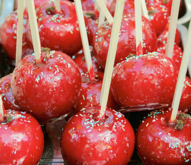 istock Red sweet Apples topped with syrup melted sugar 1196667553