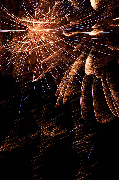 istock Fireworks burst in front of streaks with feathery motion blur 119666803