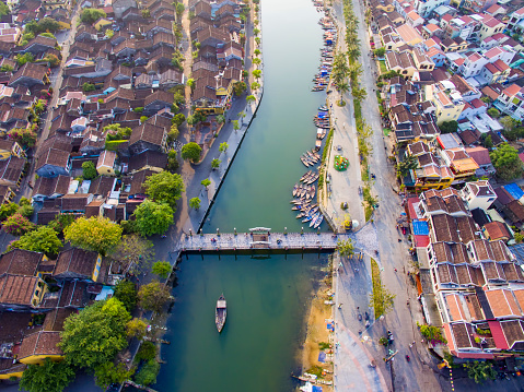 Aerial view of Hoi An ancient town which is a very famous destination for tourists