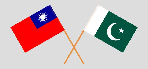 Vector illustration of Crossed flags of Taiwan and Pakistan