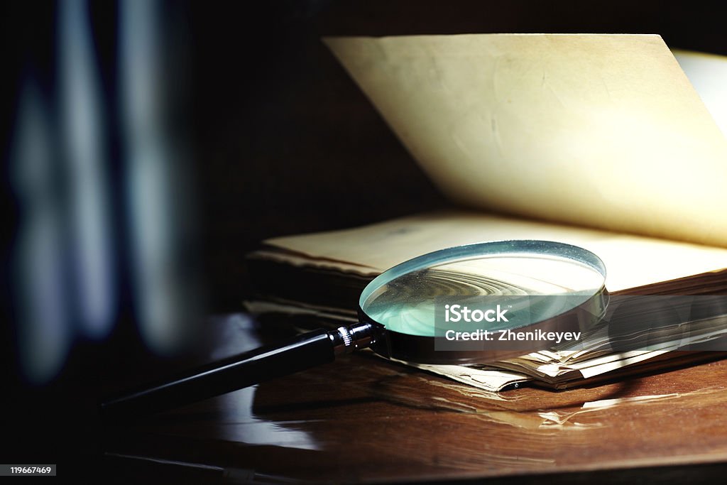 Research  Magnifying Glass Stock Photo