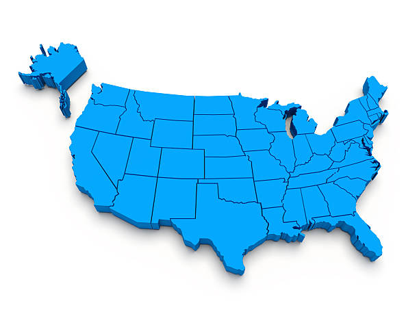 ブルー map of usa 。3 d - oklahoma map cartography topography ストックフォトと画像