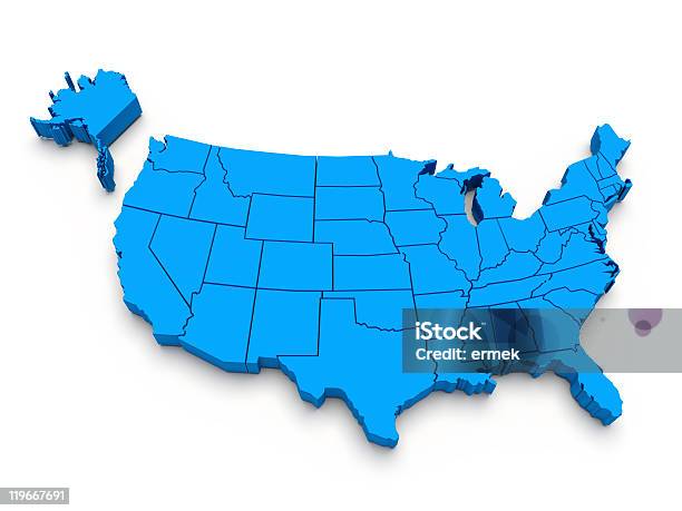 Голубая Карта Сша 3 D — стоковые фотографии и другие картинки Карта - Карта, США, Трёхразмерный