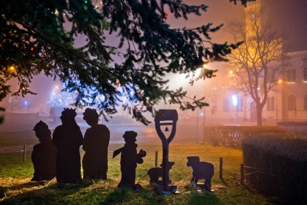 istock Nativity scene. Christmas time at night. 1196678354
