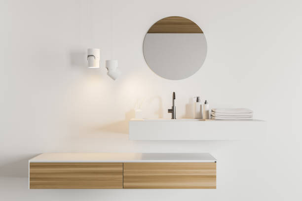 istock Close up of sink in white bathroom 1196693327