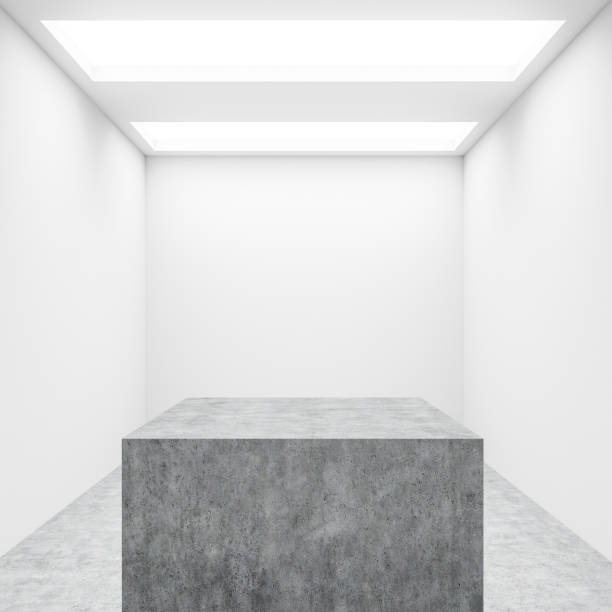 istock Interior of white room with concrete shelf 1196694307