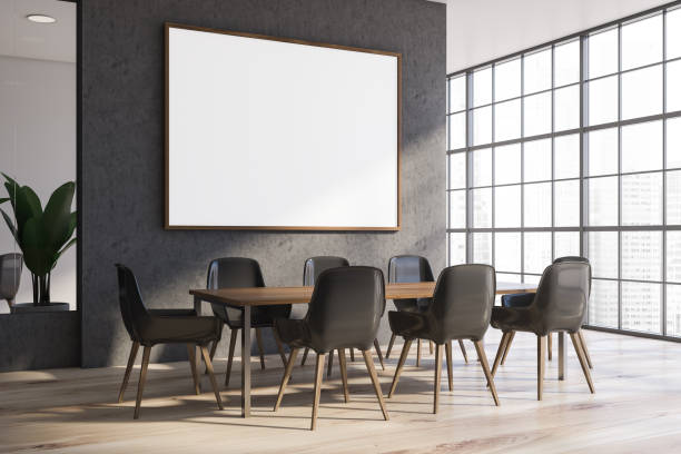 istock Concrete dining room corner with poster 1196695316