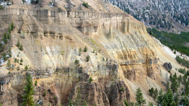 istock basalt jointing in ancient lava flows, Yellowstone National Park 1196696767