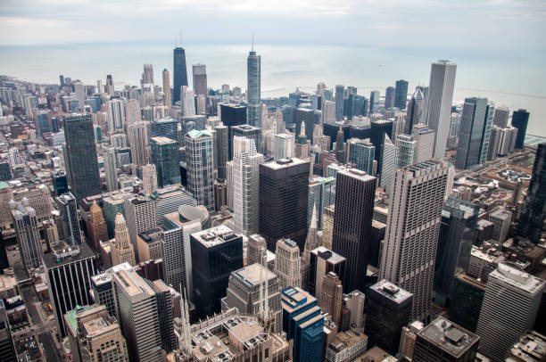 Aerial View of Buildings in Chicago Aerial View of Buildings in Chicago chicago smog stock pictures, royalty-free photos & images