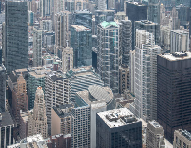 Aerial View of Buildings in Chicago Aerial View of Buildings in Chicago chicago smog stock pictures, royalty-free photos & images