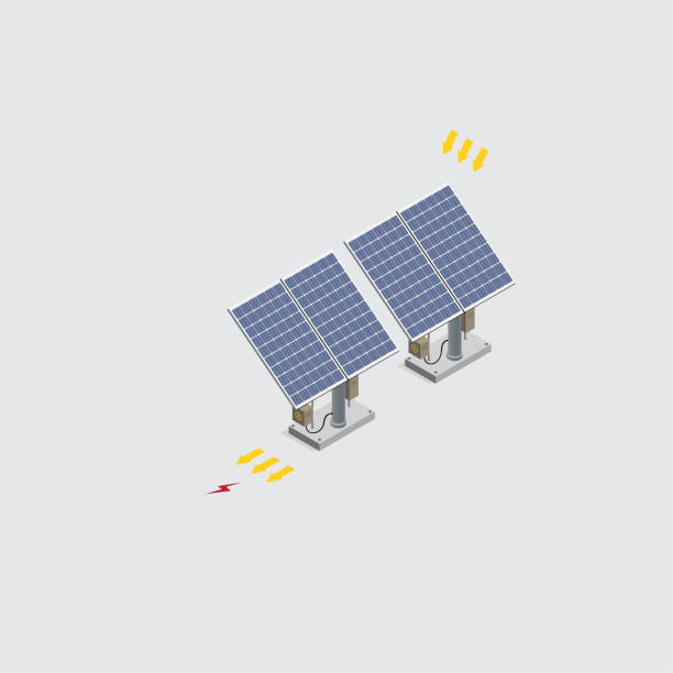 Isometric Solar Power Cells vector art illustration