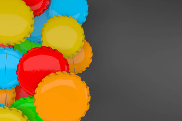 Square greeting card with a place for text with colorful balls and stars