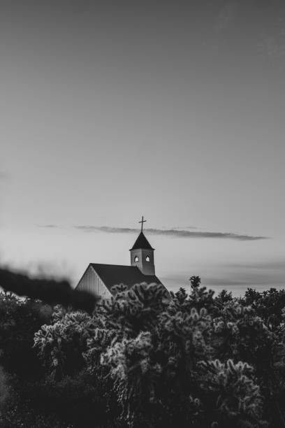 istock Black and white desert church 1196705235