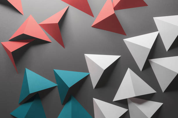 istock Abstract pattern made of colored paper, gray background 1196708860