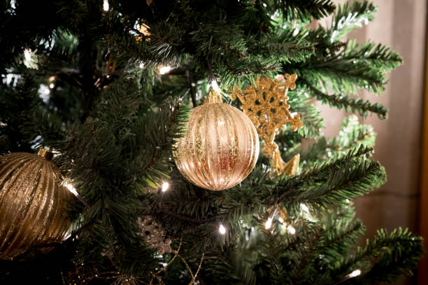 istock Christmas gold ball for decoration on tree 1196709699