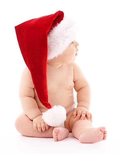istock Little child wearing red Christmas cap 119671029