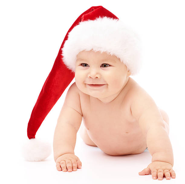 istock Little child wearing red Christmas cap 119671118