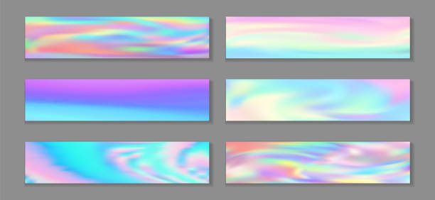 istock Neon holo luminous banner horizontal fluid gradient princess backgrounds vector set. Kawaii 1196711477