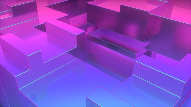 istock 3D Abstract Iridescent Geometric Shapes Background 1196714743