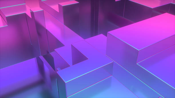 istock 3D Abstract Iridescent Geometric Shapes Background 1196714802
