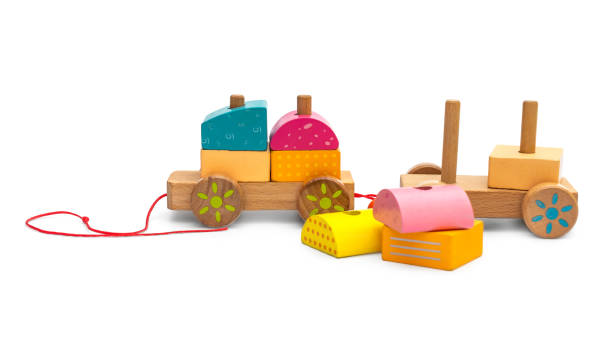 istock Stacking wooden toy train for little children on white background. 1196714871